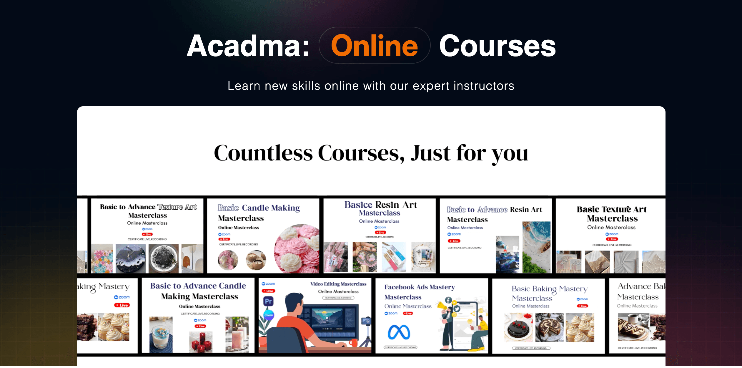 Acadma all courses